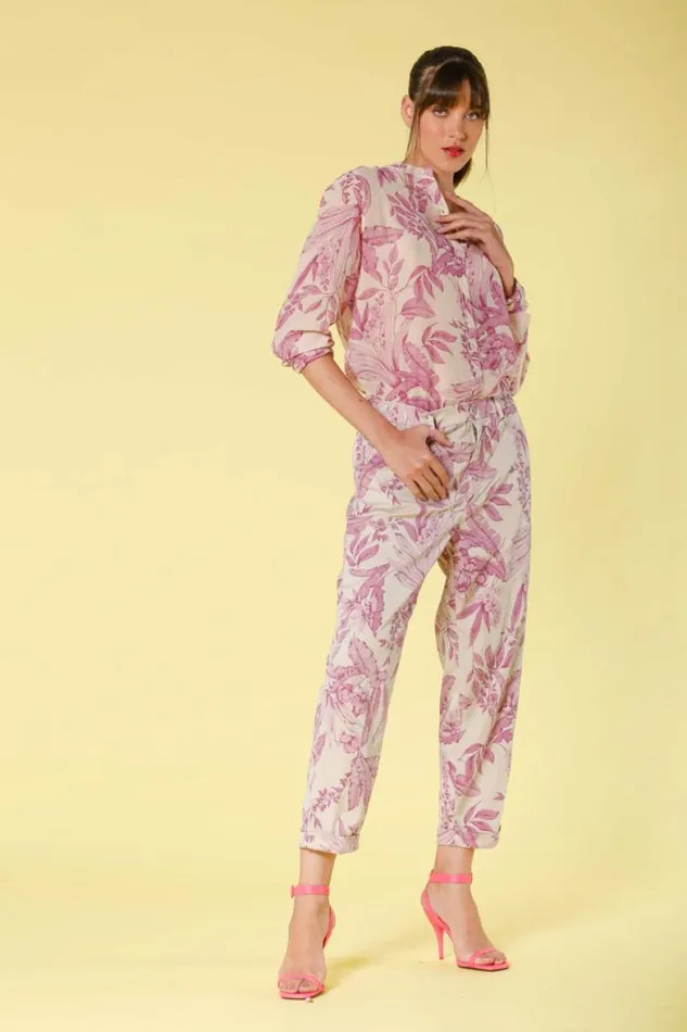 Woman Linda Summer Chino Jogger Pants In Tencel Twill With Flower Print Relaxed Mason039s Pants