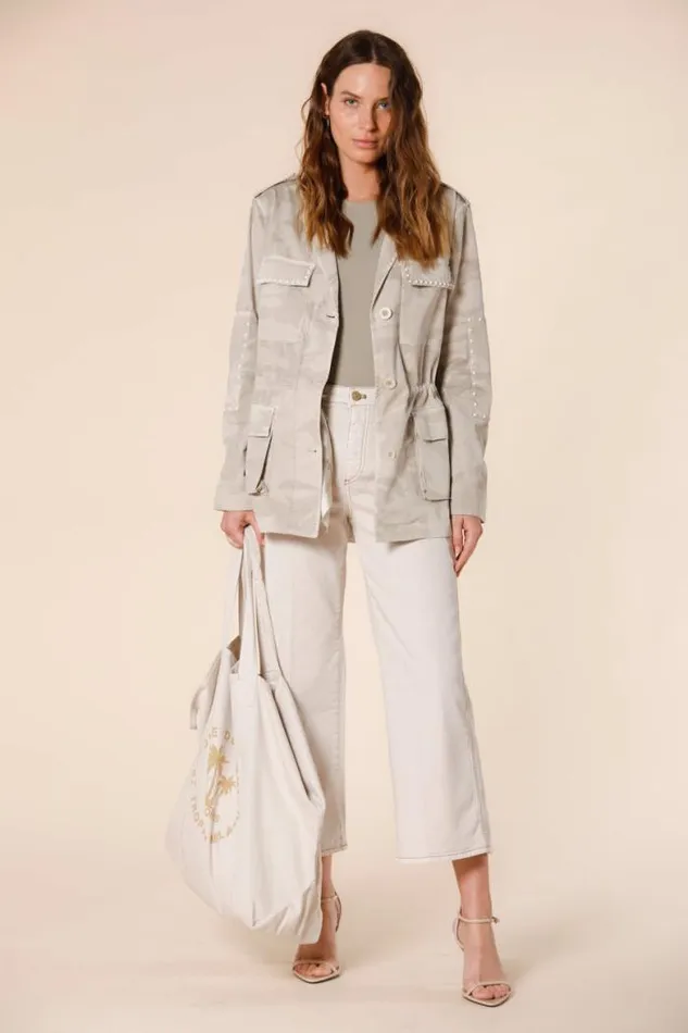 Woman Monica Wild Field Jacket In Twill With Camouflage Pattern And Studs Mason039s Jackets