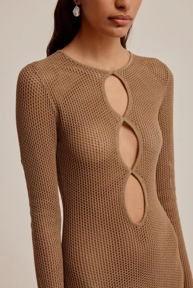Woman Venroy Knitwear Crochet Knit Cut Out Dress