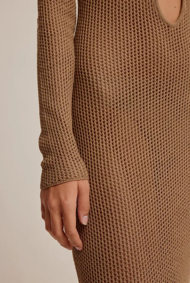 Woman Venroy Knitwear Crochet Knit Cut Out Dress