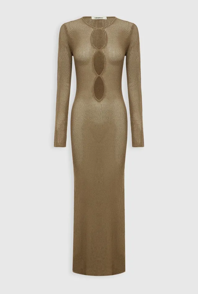 Woman Venroy Knitwear Crochet Knit Cut Out Dress