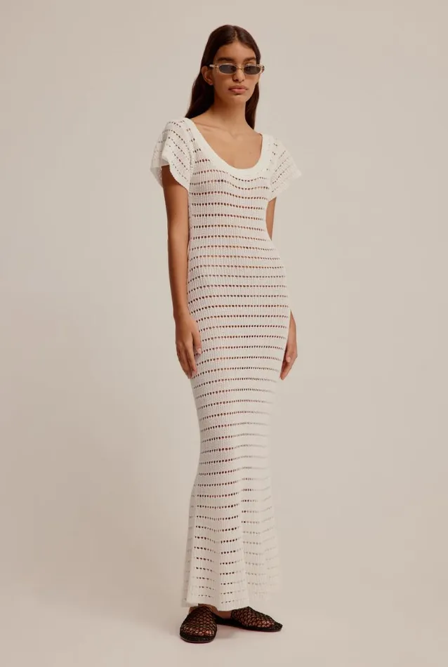 Woman Venroy Knitwear Crochet Scoop Neck Dress