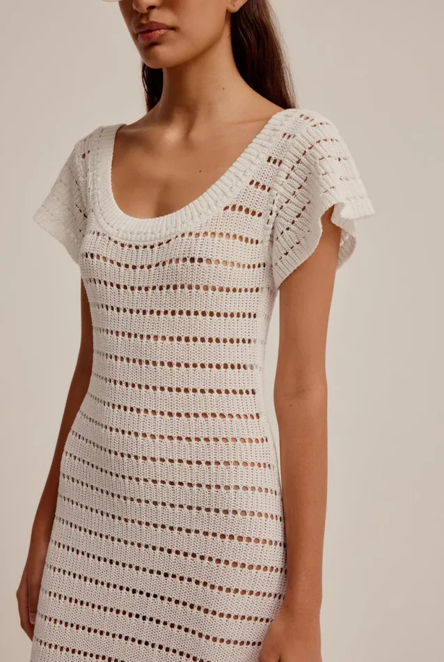 Woman Venroy Knitwear Crochet Scoop Neck Dress