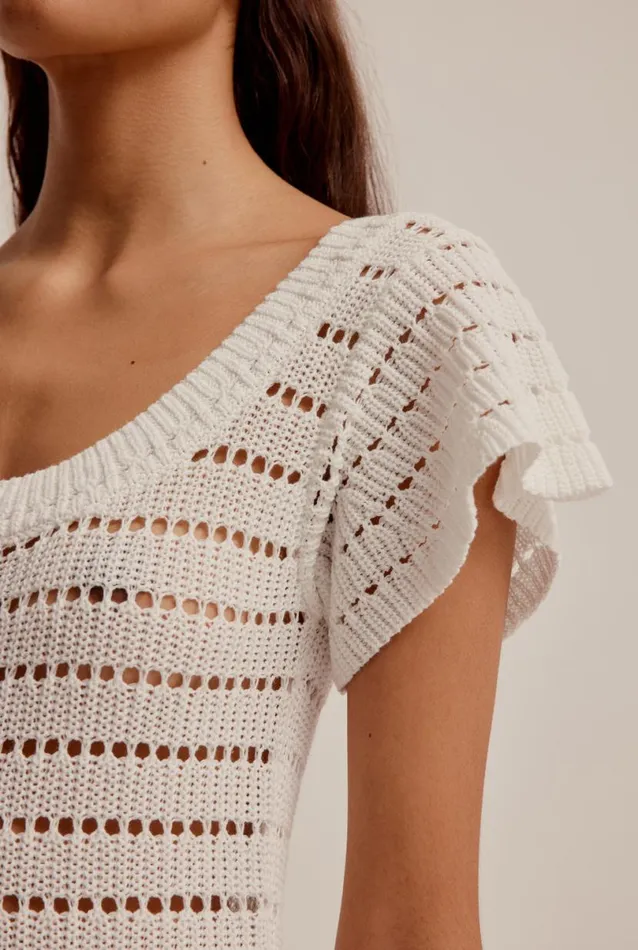 Woman Venroy Knitwear Crochet Scoop Neck Dress