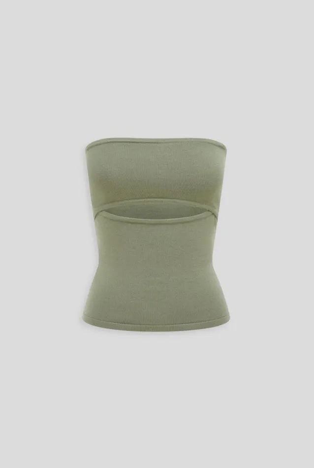 Woman Venroy Knitwear Cut Out Strapless Knit Top