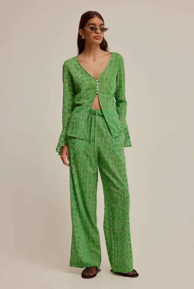 Woman Venroy Pants Crinkle Cotton Wide Leg Pant