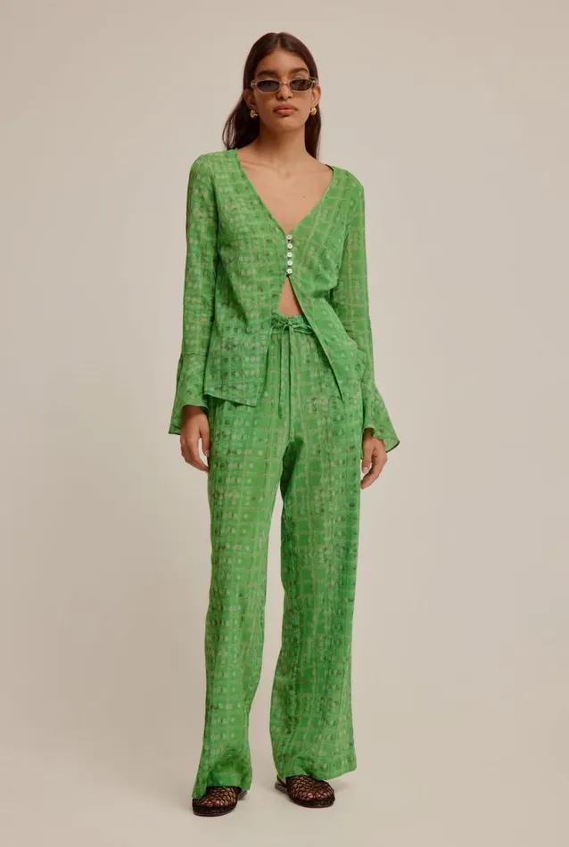Woman Venroy Pants Crinkle Cotton Wide Leg Pant