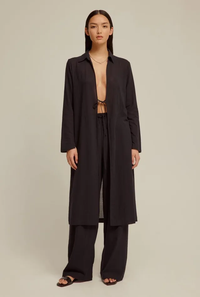 Woman Venroy Shirts Crinkle Cotton Tie Front Shirt