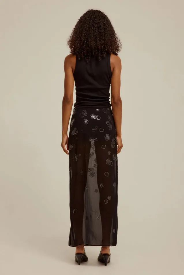 Woman Venroy Skirts Sheer Sequin Slip Skirt