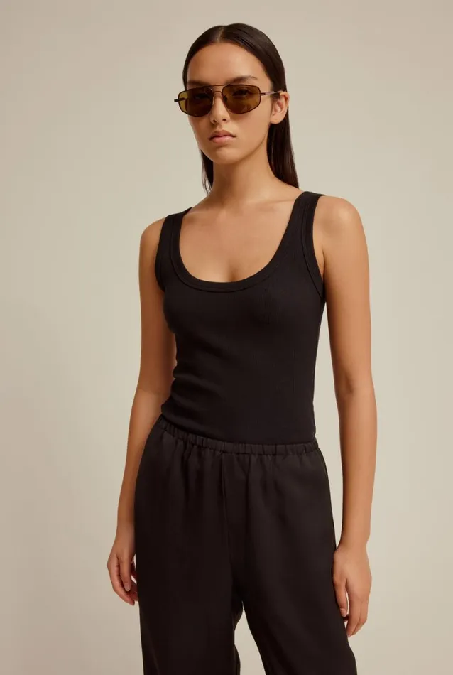 Woman Venroy TShirts and Tanks Curved Hem Jersey Rib Tank