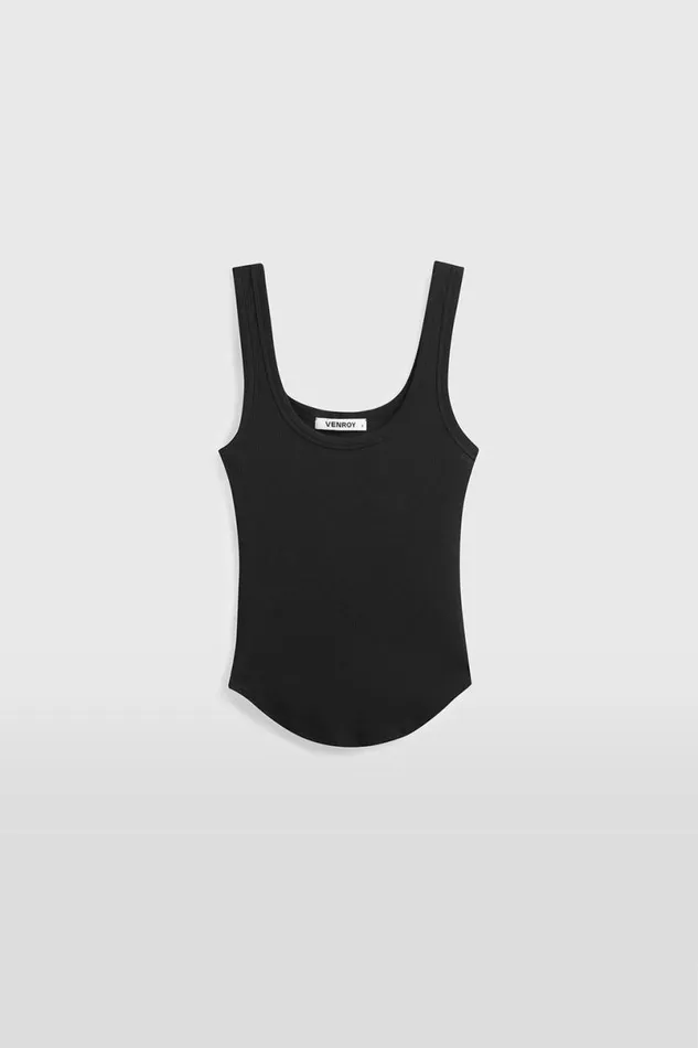 Woman Venroy TShirts and Tanks Curved Hem Jersey Rib Tank