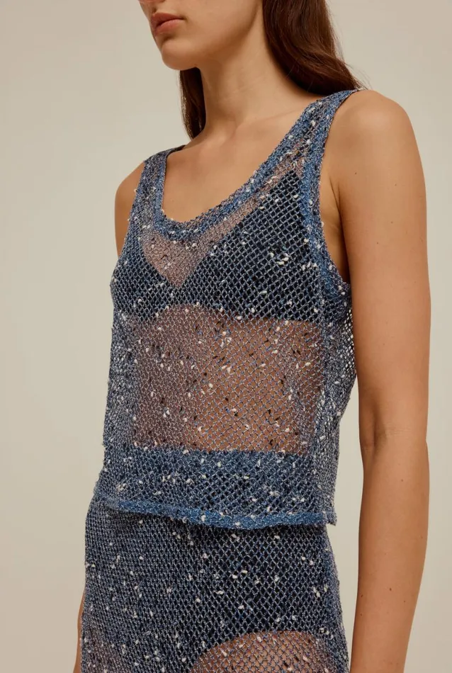 Woman Venroy Tops Mesh Crop Tank