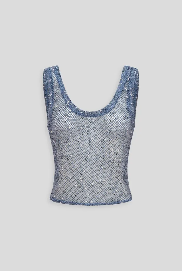 Woman Venroy Tops Mesh Crop Tank