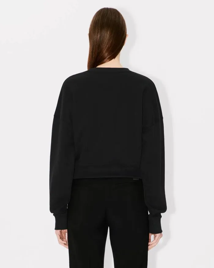 Women 039Boke 20039 Embroidered Cropped Cardigan In Cotton Black Kenzo Sweatshirts And Hoodies