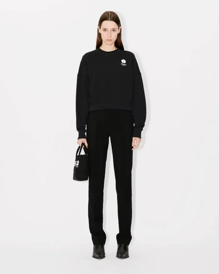Women 039Boke 20039 Embroidered Cropped Cardigan In Cotton Black Kenzo Sweatshirts And Hoodies