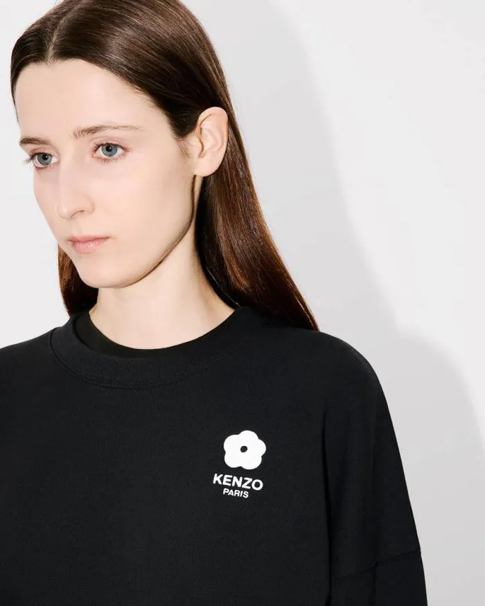 Women 039Boke 20039 Embroidered Cropped Cardigan In Cotton Black Kenzo Sweatshirts And Hoodies