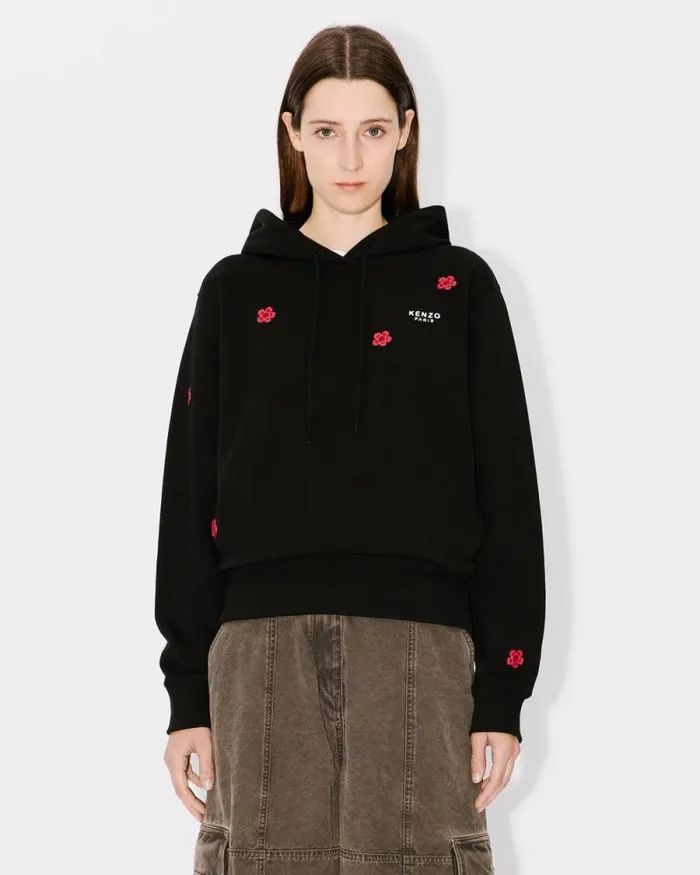 Women 039Boke Flower039 Embroidered Hoodie In Cotton Black Kenzo Sweatshirts And Hoodies