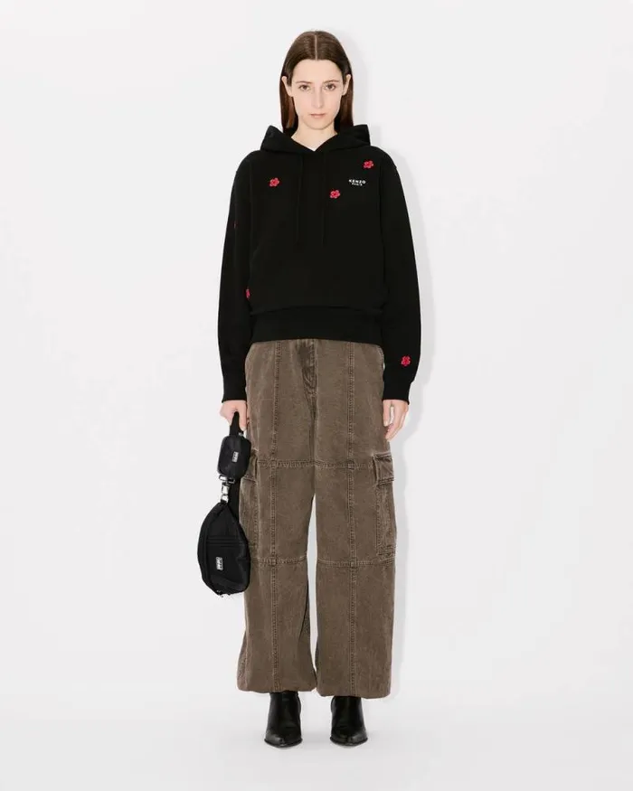 Women 039Boke Flower039 Embroidered Hoodie In Cotton Black Kenzo Sweatshirts And Hoodies