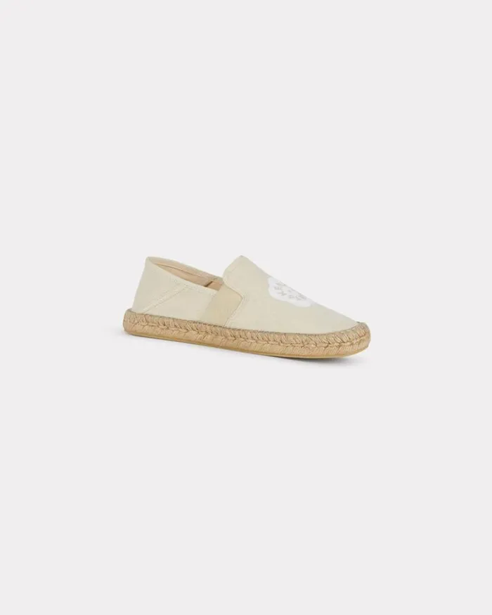 Women 039Boke Flower 20039 Embroidered Canvas Espadrilles In Cotton Ecru Kenzo Mules And Espadrilles