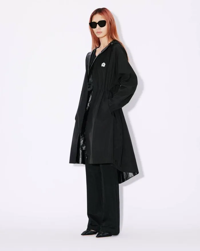 Women 039Boke Flower 20039 Long Windbreaker Black Kenzo Jackets And Coats
