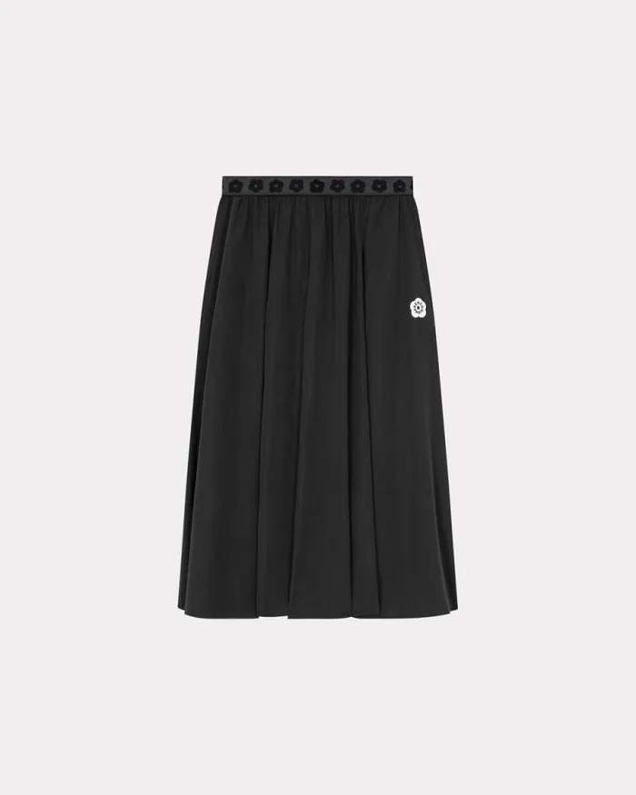Women 039Boke Flower 20039 Midi Skirt In Technical Cotton Black Kenzo Dresses And Skirts