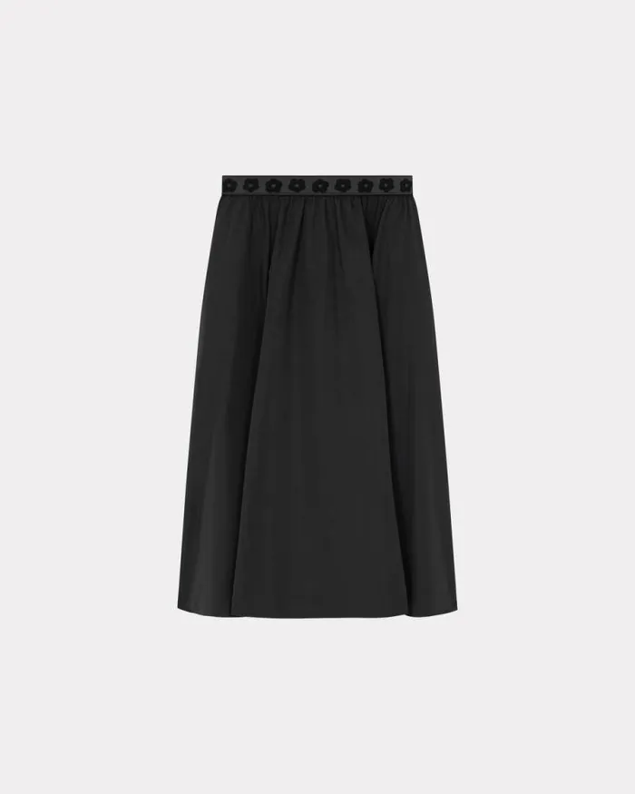 Women 039Boke Flower 20039 Midi Skirt In Technical Cotton Black Kenzo Dresses And Skirts