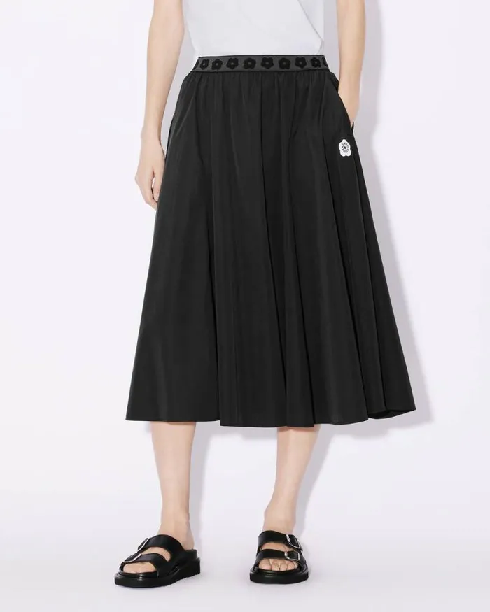 Women 039Boke Flower 20039 Midi Skirt In Technical Cotton Black Kenzo Dresses And Skirts
