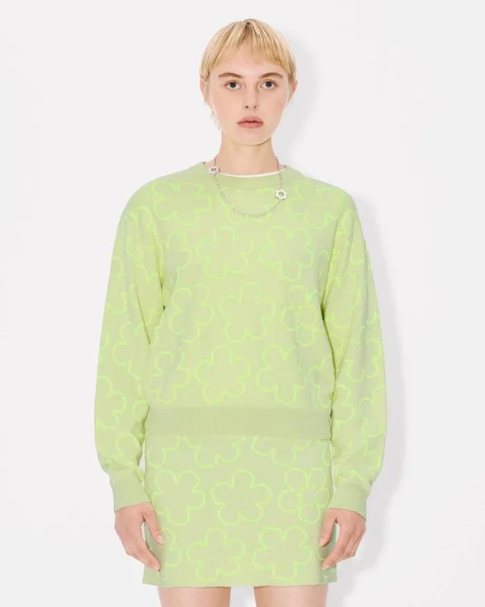 Women 039Hana Dots039 Embroidered Jumper In Wool Cotton And Viscose Lemon Kenzo Sweaters And Cardigans