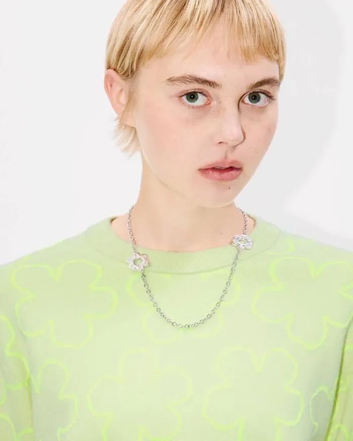 Women 039Hana Dots039 Embroidered Jumper In Wool Cotton And Viscose Lemon Kenzo Sweaters And Cardigans