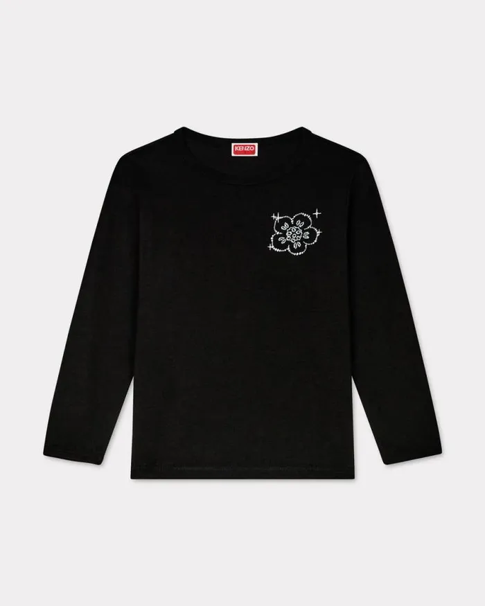 Women 039KENZO Constellation039 Long Sleeves Tshirt In Cotton Black Kenzo Tshirts And Polos