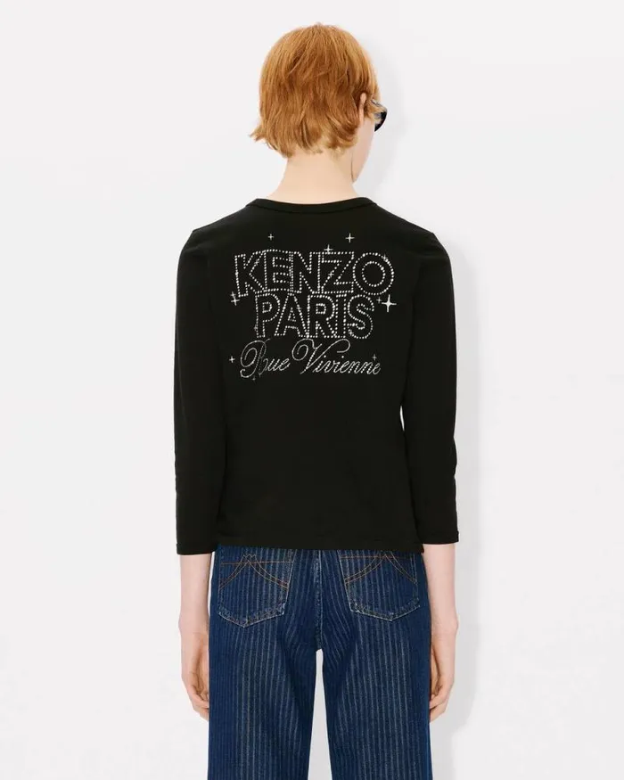 Women 039KENZO Constellation039 Long Sleeves Tshirt In Cotton Black Kenzo Tshirts And Polos