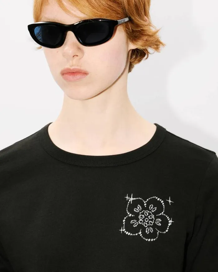 Women 039KENZO Constellation039 Long Sleeves Tshirt In Cotton Black Kenzo Tshirts And Polos