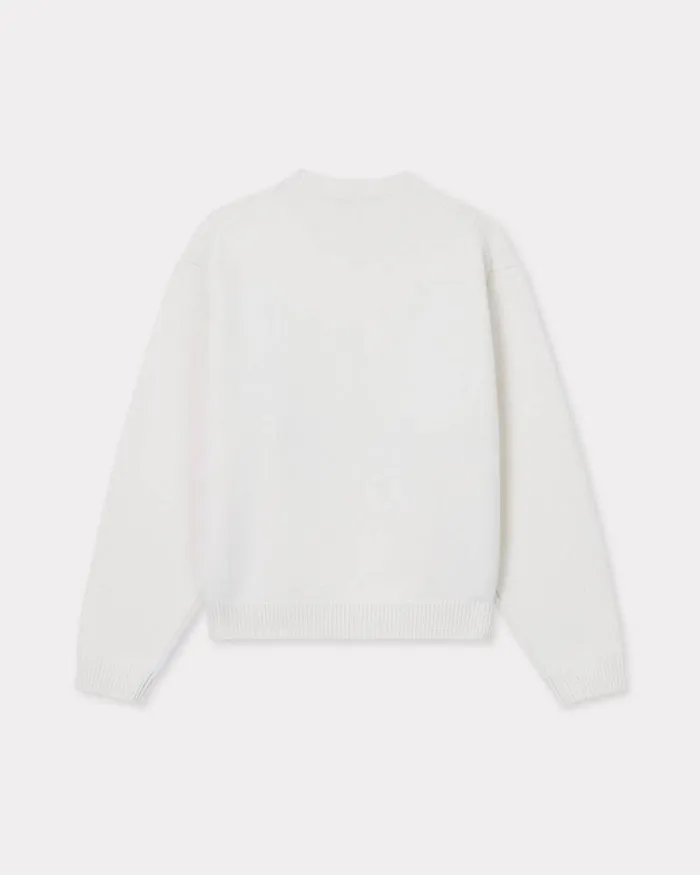 Women 039KENZO Jungle Flower039 Embroidered Wool Jumper Off White Kenzo Sweaters And Cardigans