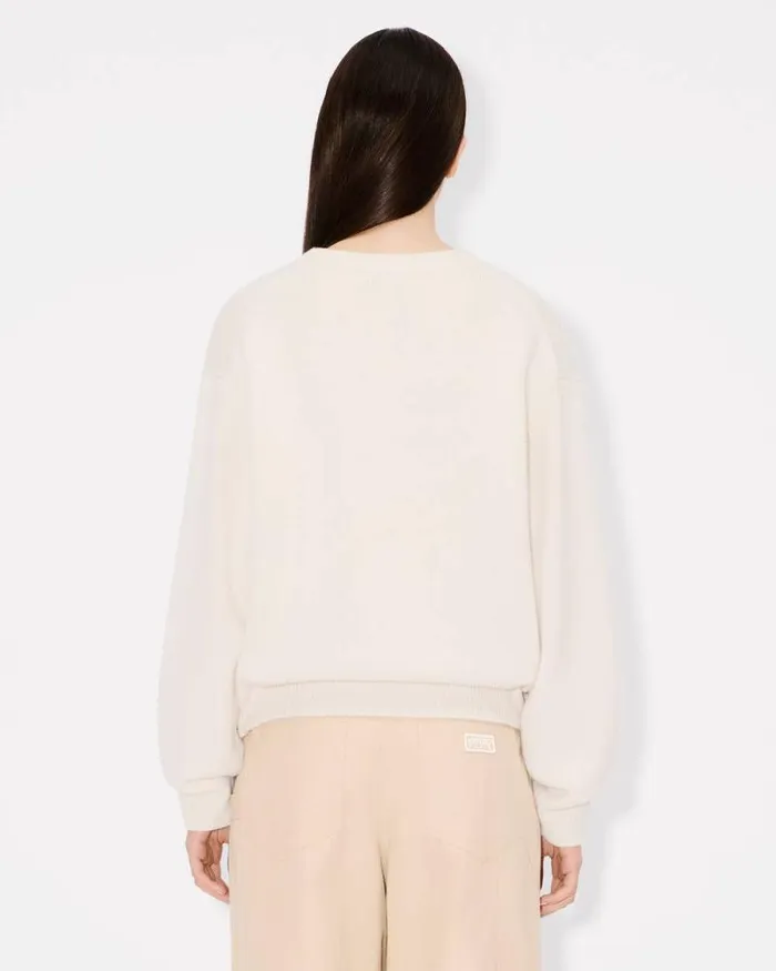 Women 039KENZO Jungle Flower039 Embroidered Wool Jumper Off White Kenzo Sweaters And Cardigans