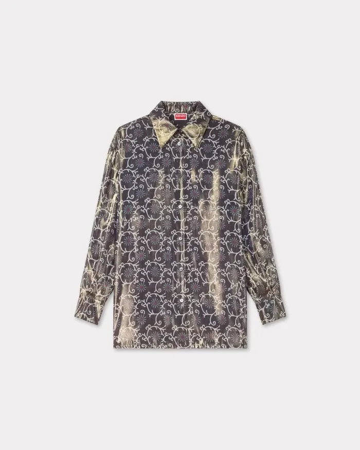Women 039KENZO Marguerite039 Oversized Shirt Blue Black Kenzo Shirts And Tops