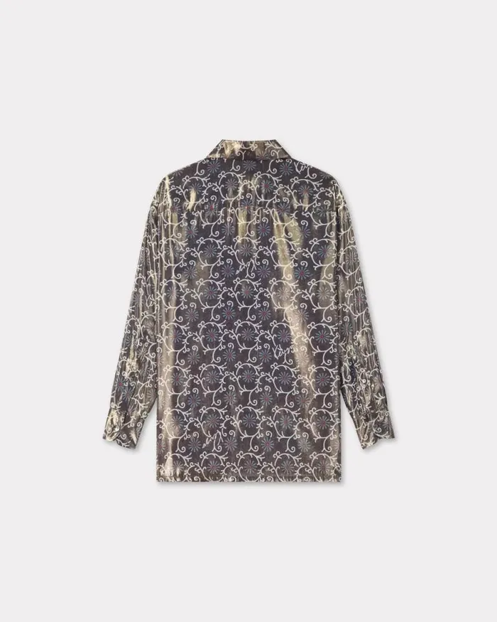 Women 039KENZO Marguerite039 Oversized Shirt Blue Black Kenzo Shirts And Tops