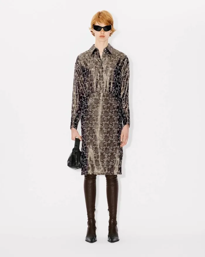 Women 039KENZO Marguerite039 Oversized Shirt Blue Black Kenzo Shirts And Tops