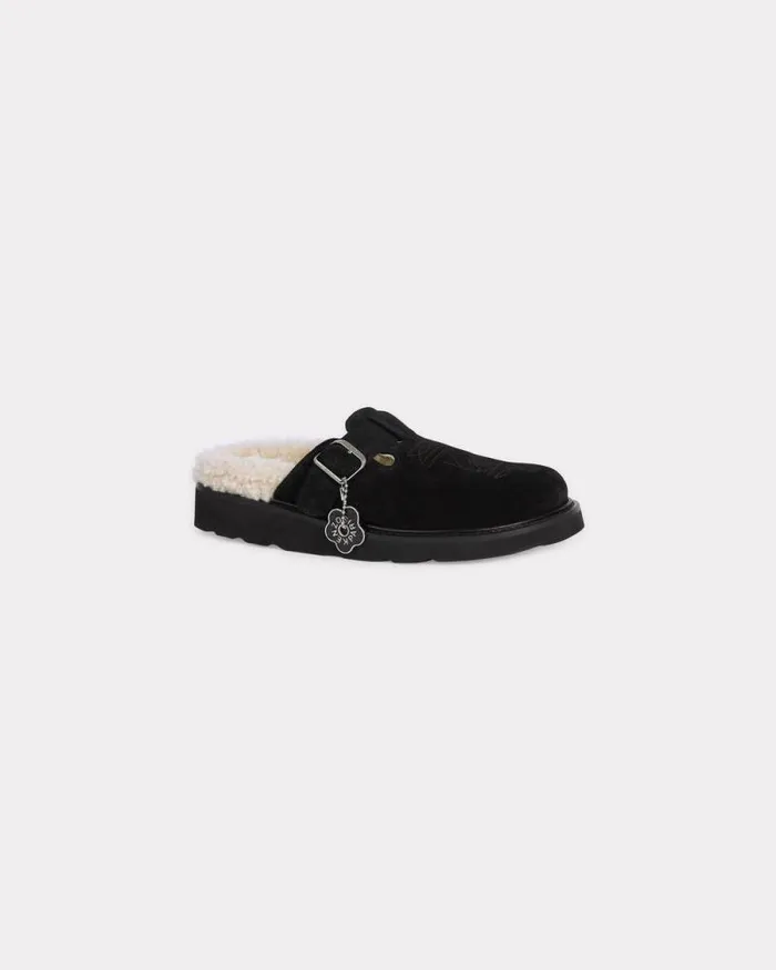 Women 039KENZO Matto039 Clogs In Suede Leather Black Kenzo Mules And Espadrilles