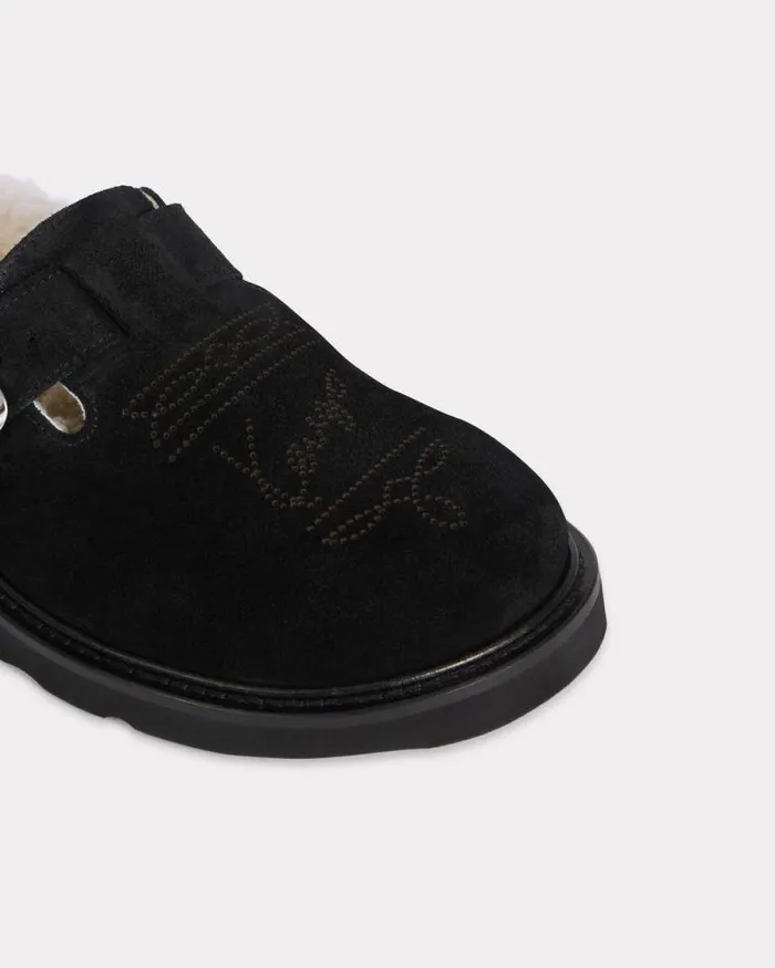 Women 039KENZO Matto039 Clogs In Suede Leather Black Kenzo Mules And Espadrilles