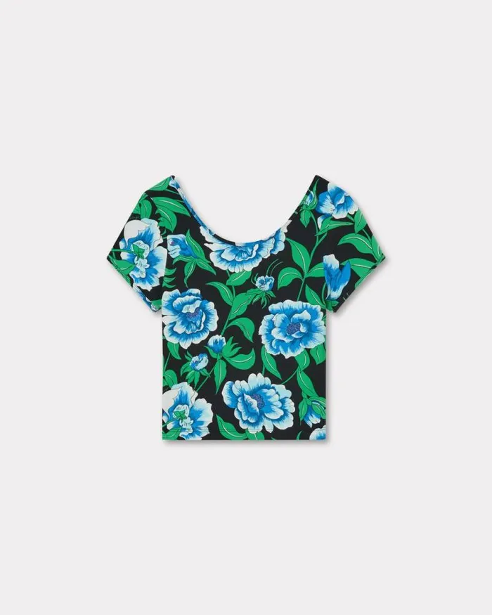 Women 039KENZO Peonies039 Top Black Kenzo Shirts And Tops