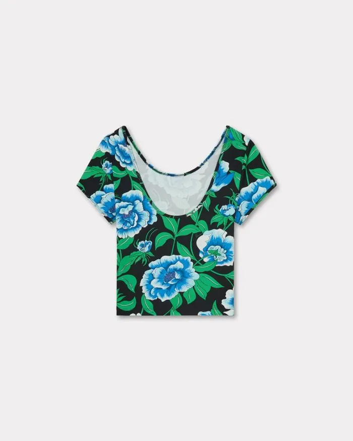 Women 039KENZO Peonies039 Top Black Kenzo Shirts And Tops