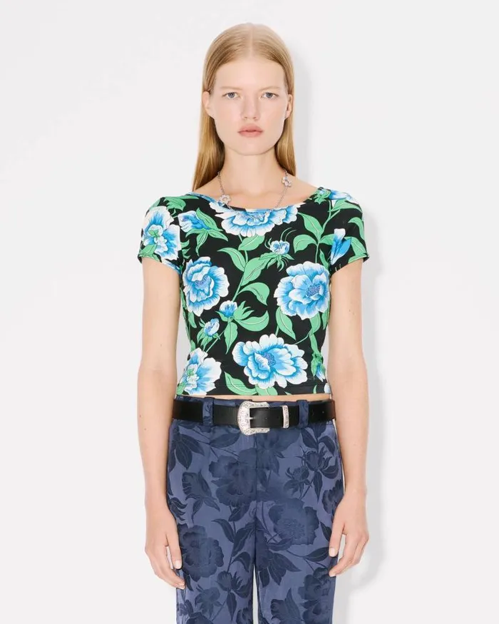 Women 039KENZO Peonies039 Top Black Kenzo Shirts And Tops