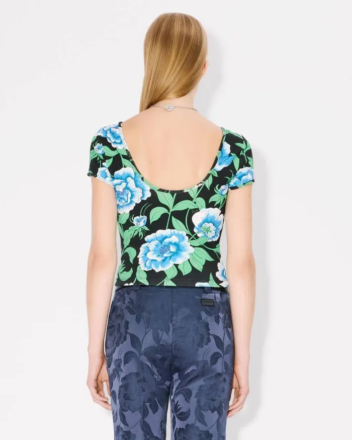 Women 039KENZO Peonies039 Top Black Kenzo Shirts And Tops