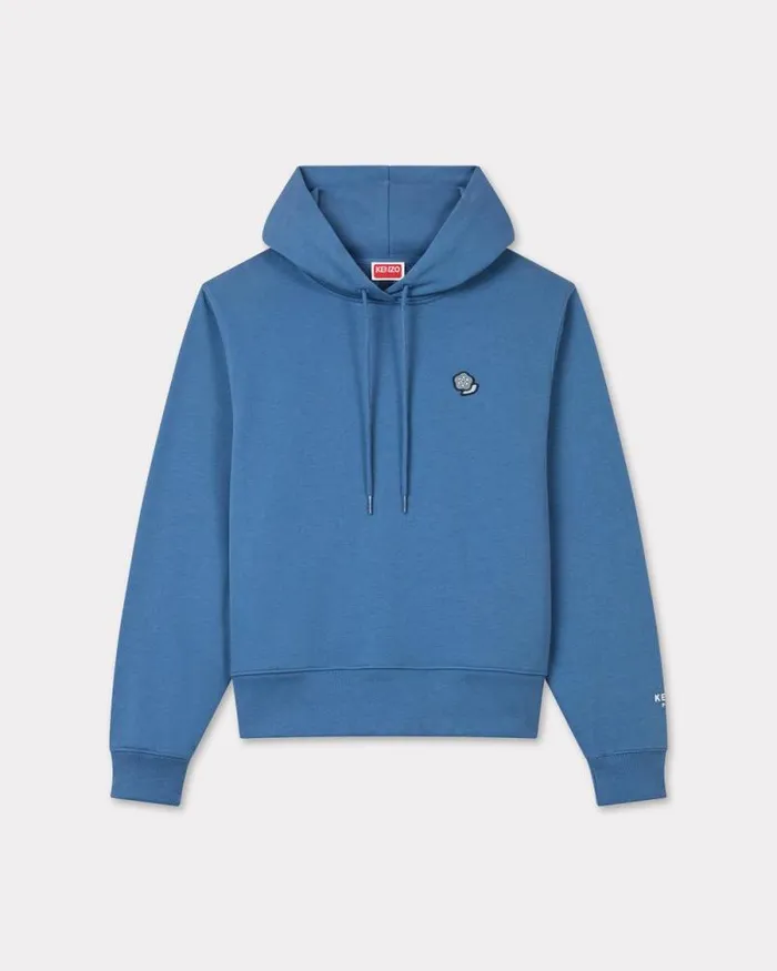 Women 039KENZO Pop039 Embroidered Hoodie In Cotton Blue Kenzo Sweatshirts And Hoodies