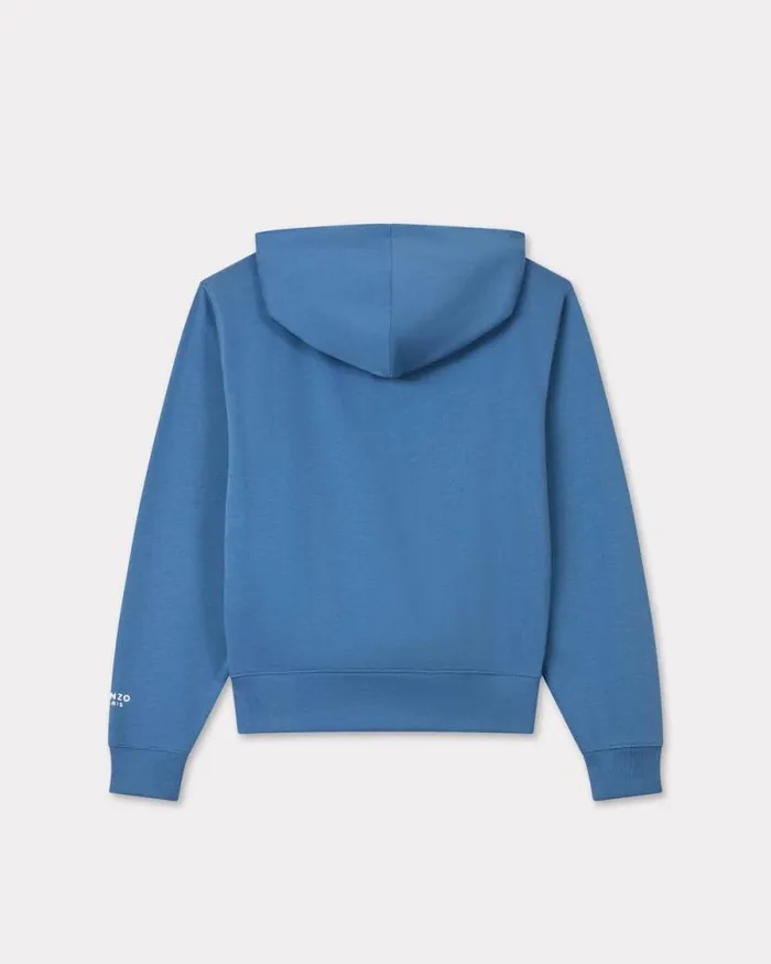 Women 039KENZO Pop039 Embroidered Hoodie In Cotton Blue Kenzo Sweatshirts And Hoodies