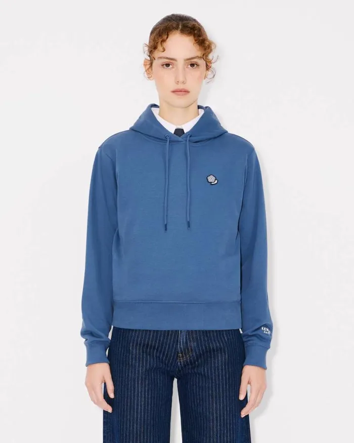 Women 039KENZO Pop039 Embroidered Hoodie In Cotton Blue Kenzo Sweatshirts And Hoodies