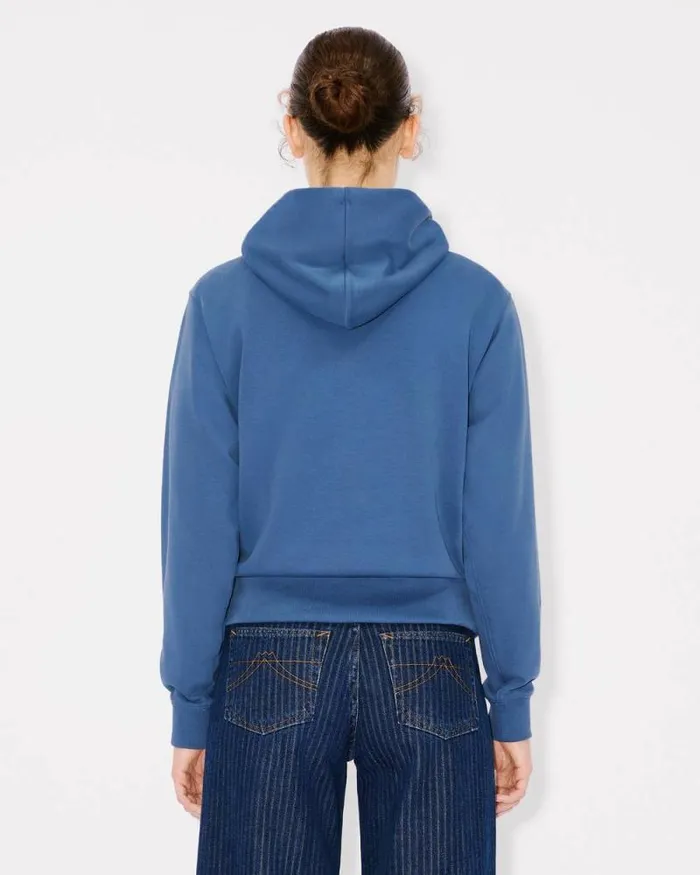 Women 039KENZO Pop039 Embroidered Hoodie In Cotton Blue Kenzo Sweatshirts And Hoodies