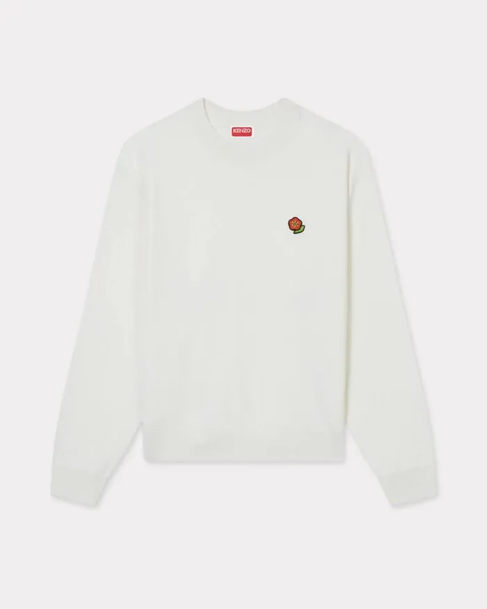 Women 039KENZO Pop039 Embroidered Jumper In Merino Wool Off White Kenzo Sweaters And Cardigans