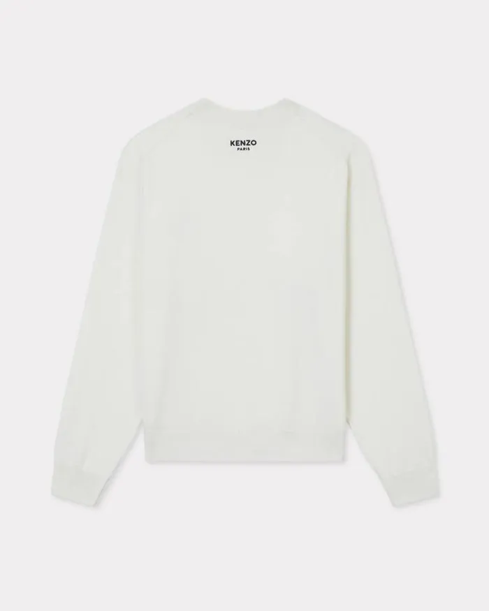Women 039KENZO Pop039 Embroidered Jumper In Merino Wool Off White Kenzo Sweaters And Cardigans