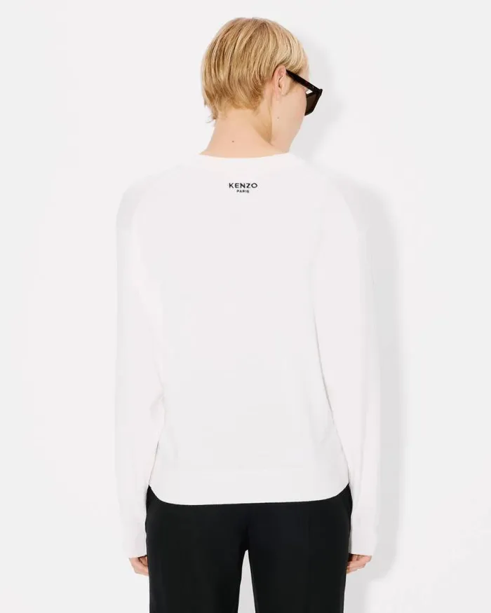 Women 039KENZO Pop039 Embroidered Jumper In Merino Wool Off White Kenzo Sweaters And Cardigans